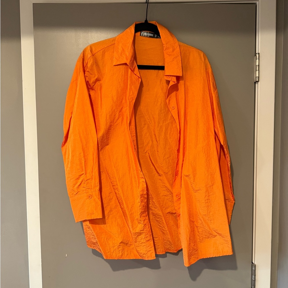 Orange Oversized Button-Up Shirt